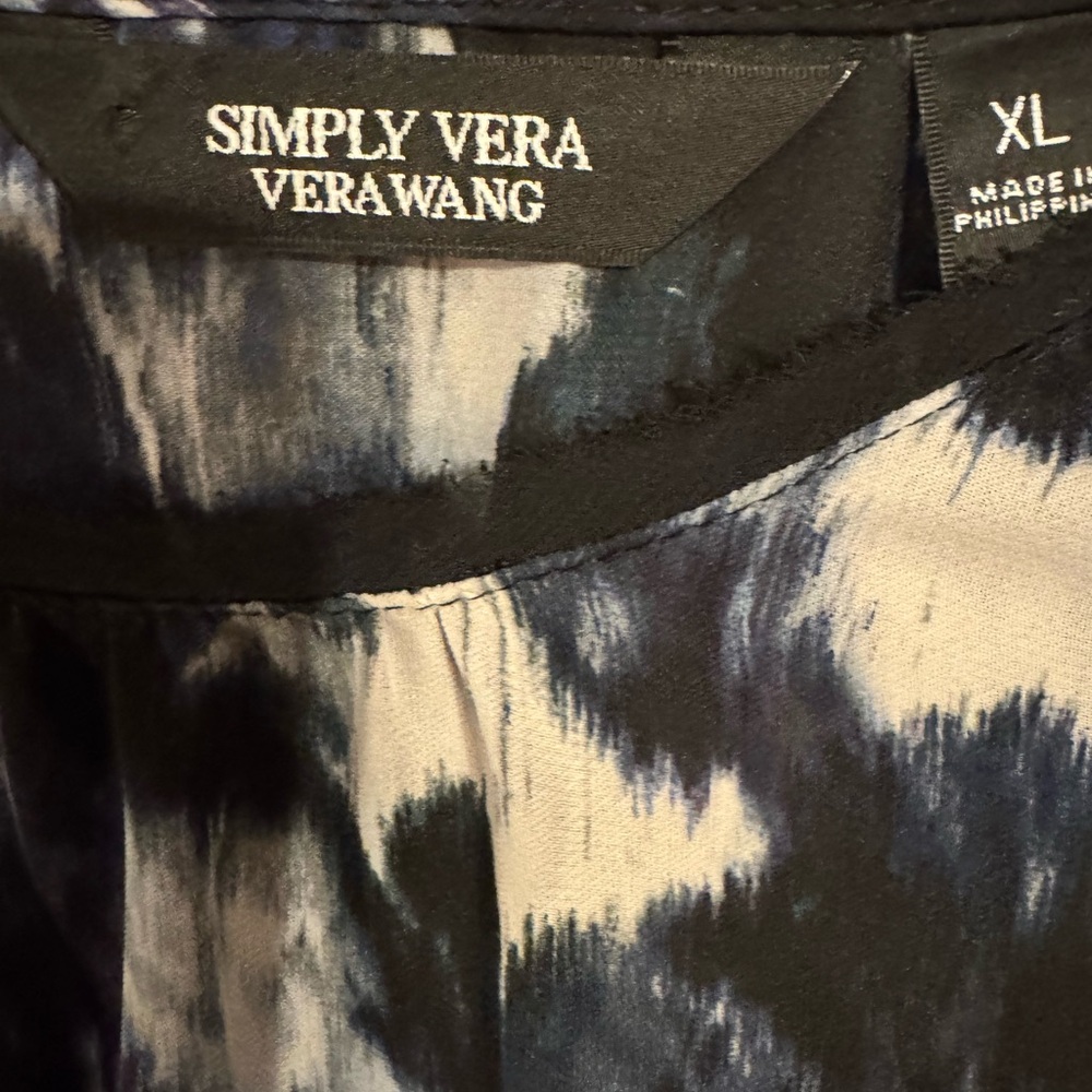 ❤️Simply Vera Vera Wang Black/Gray Print Cap Sleeve Top   XLARGE     #T - Picture 5 of 9